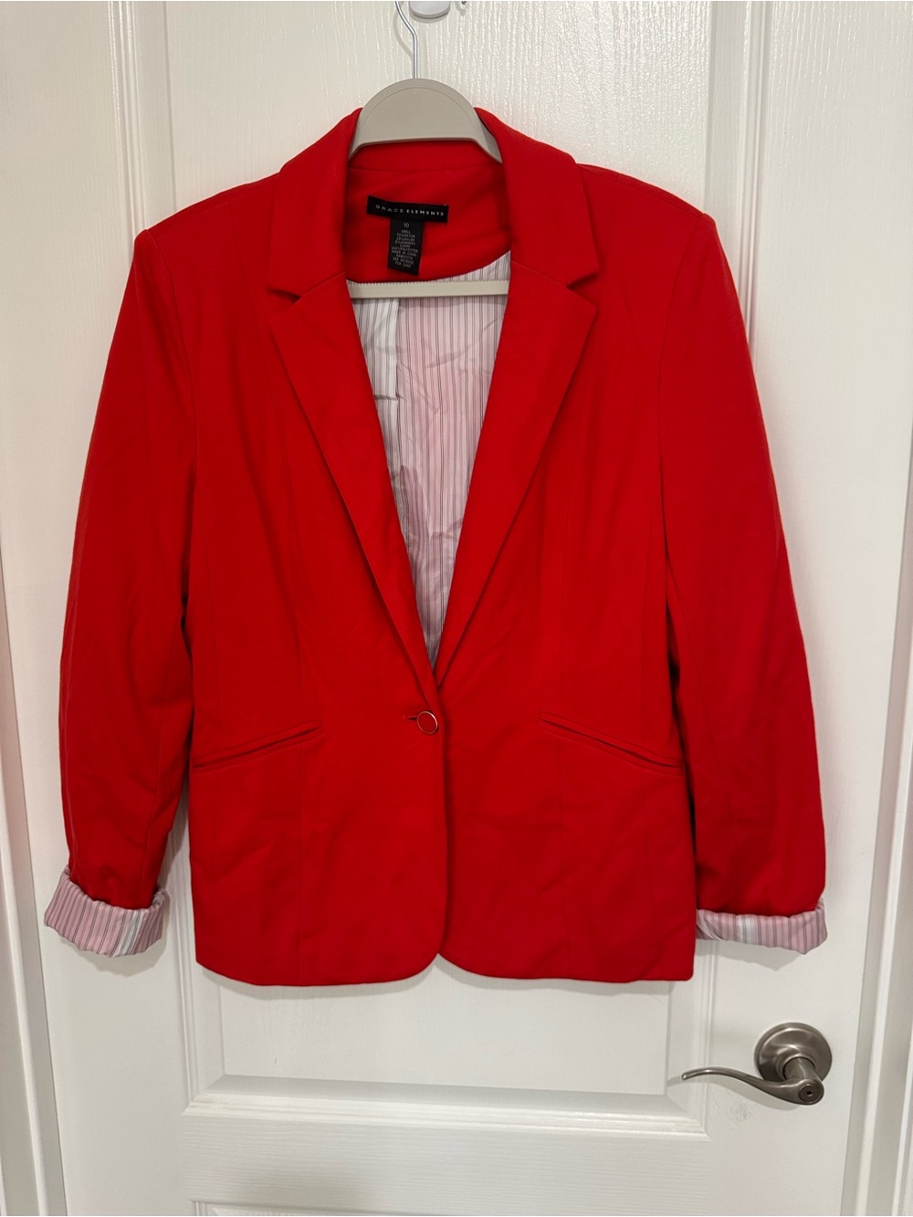 Grace Elements Red Single-Button Blazer Jacket